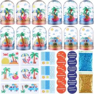 Lunmon 2 세트 여름 스노우 글로브 공예 키트 나만의 눈덩이 토끼 우산 벌 글리터 플라스틱 DIY 만들기