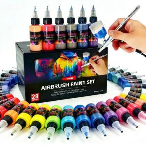 12 28색 파인팁 에어브러시 페인트 세트 페인팅 잉킹용 스프레이 DIY 핸드