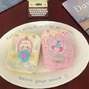 회전식 렌즈 보관 케이스 휴대용 선풍기 기능 수납 여행용 렌즈통 미니 핸디 팬