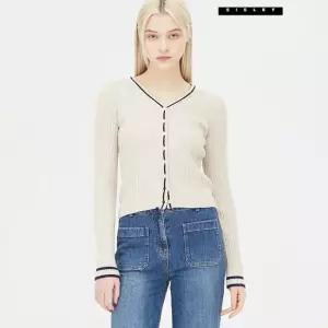 시슬리 [아울렛] 투톤 배색 슬림 니트 가디건 SAKC09411