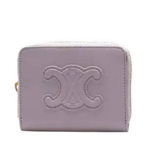 [중고명품] 라이트퍼플 카프스킨 트리오페 지퍼 여성 카드지갑 10K533DR8 32LA