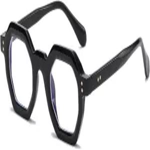 여성용 JOBAKIT 레트로 옥타곤 프레임 안경 남성 빈티지 폴리곤 비처방 클리어 렌즈