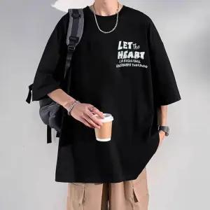 남성 반팔 티셔츠 박스핏 캐주얼 반팔티 라운드넥 레터링 남자 루즈핏 영문 프린팅티 스트릿 면 혼방