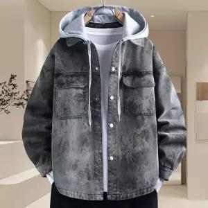 룽나루 남자 가을 캐주얼 후드 청자켓 탈부착 트렌드 코트 HO3