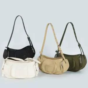 미니 숄더백 라운드 사이드포켓 여성 폴리에스터 데일리 캐주얼 길이조절 포켓 미니백 가벼운 숄더 넉넉한