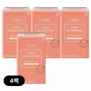 순면커버 생리대 내츄럴코튼 시그니처 와이드롱 팬티라이너 26p 4팩