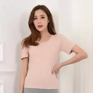 여름 착용감 좋은 무지 면혼방 신축 반팔 티셔츠 라운드넥 상의 데일리웨어