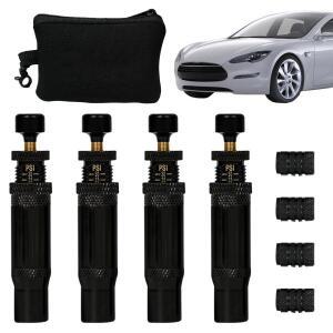 4개 오프로드 타이어 공기압 조절 밸브 키트 자동 정지 배출기 10-30 PSI 나사식 감압 도구 주입기용