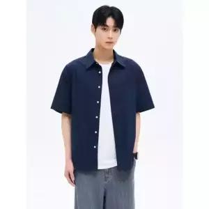 [매장정품] 8seconds 60수 코튼 포플린 오버핏 반소매 셔츠 네이비