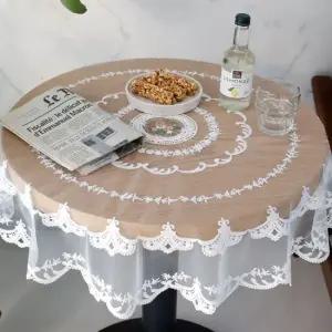 레이스 식탁보 원형 테이블 레이스천 매트 덮개 깔개 흰색러너 테이블러너 식탁러너