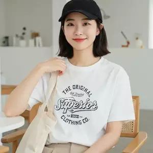 루즈핏 반팔 여성 면티 여름 프린팅 흰티