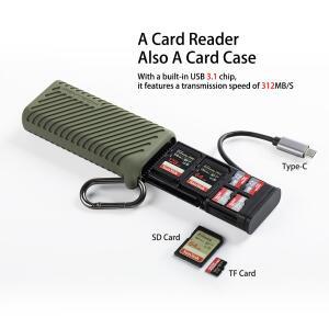 도니식 PGYTECH 고속 카드 리더 USB 3.1 C타입 메모리 SD TF SIM 듀얼 슬롯 데이터 전송 카메라 스마트폰용