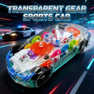 몽테조이 소년의 좋아하는 자동차 장난감 투명한 기어 회전 소리와 빛이 나는 세단 만능 워킹 아기의 선물