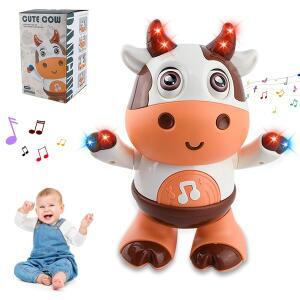 몽테조이 아기 춤추는 소 장난감 - 재미 노래와 움직임이  전자 음악 봉제 소 인터랙티브 귀여운 유아 크리