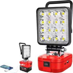 밀워키 M18 18V 배터리용 윌파워 무선 LED 작업등 야외 작업장 캠핑 차고 조명용 4인치 48W 투광등 저전압