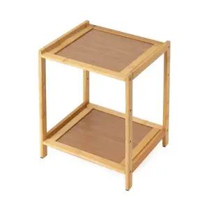 플랜홈 대나무 2단 책진열 선반 화분 인테리어 수납선반 인테리어선반 화분선반