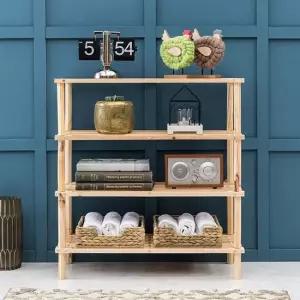 레나퍼니처 호호미 원목 4단 선반 선반장 거실장 거실수납장 심플가구 철재가구