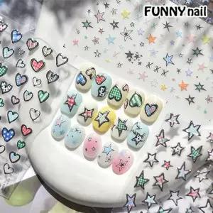 유니크한 메탈 네일스티커 체크포인트 키치네일