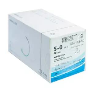 위고 블랙실크 5/0호 (니들11mm 3/8 각침 실길이 50cm) S53113-50 - 수술용실/봉합사(12개입/BOX)