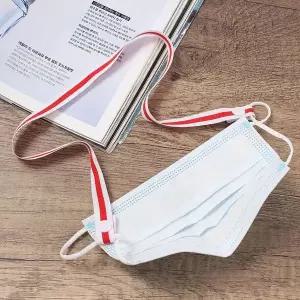 [하프클럽/알티피아]삼선 똑딱이 마스크스트랩(화이트레드) 마스크줄