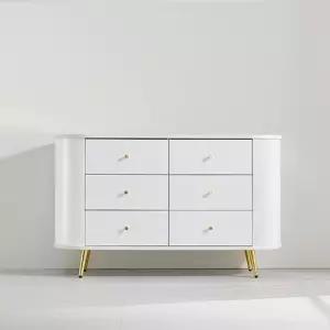 골드다리형 프렌치 화이트 드레스룸 안방 3단 서랍장(120cm) 와이드 슬림