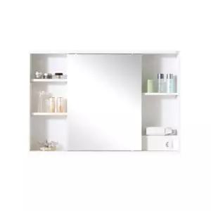 콘센트 내장형 화이트 와이드 슬라이드 거울 수납장(120cm) 옷장 유럽풍 옷