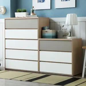 [보루네오]앳홈 무디 위크 서랍장 세트 F (80 3단 서랍장 + 98 5단 광폭 서랍장)