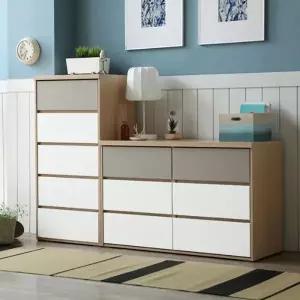 [보루네오]앳홈 무디 위크 서랍장 세트 B (120 3단 광폭 서랍장 + 60 5단 서랍장)