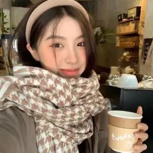 커플목도리 겨울 베이직 하운드 체크 니트 양면 목도리 머플러