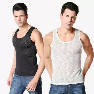 여름 쿨런닝 아이스 실키 좁은 어깨끈 메쉬 나시 런닝