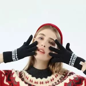 터치장갑 따뜻한겨울장갑 눈꽃 니트 여성용 블랙