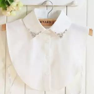 여성 진주 포인트 큐빅 넥케이프 페이크 이너카라 공갈셔츠