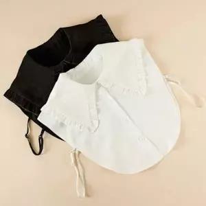 여성 뾰족 프릴 빅카라 페이크 셔츠 레이어드 넥케이프