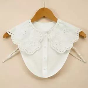 여성 레이스 자수 펀칭 빅카라 페이크카라 넥케이프