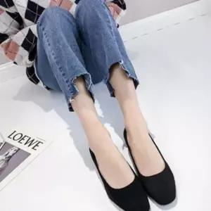 스웨이드 데일리 펌프스 구두 여성 미들굽