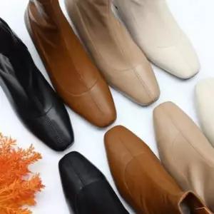 앵클 삭스 데일리 부츠 스퀘어 베이직 미들굽 여성