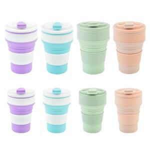 350ML/500ML 실리콘 접는 컵 접이식 머그잔 커버 여행 야외 휴대용 물 마시는 차