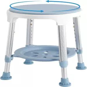 내부 샤워를 위한 KSITEX 의자 작은 모서리 플라스틱 300파운드 360 회전 목욕 시트 용 수납 트레이가 있는