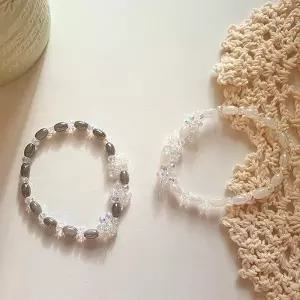 여자 봄여름 시원한 크리스탈 꽃 비즈 팔찌