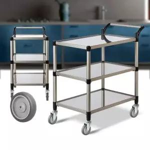 [골드스마일]3단 트롤리 병원 무빙웨곤 대 웨건 스텐레스 회색바퀴 이동식트레이