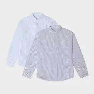 [인터메조]옥스포드 스트라이프 코튼 셔츠 2종택1 IMFFMDS153