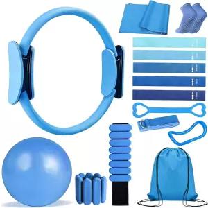 저항 조절이 가능한 이로지 필라테스 링 세트 - 여성용 전신 운동 키트 휴대용 여행 가방 및 미끄럼 방지