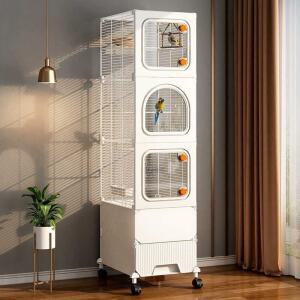 새장 3단 날림장 사육 스탠드 37x37x115 화이트 휴식 새집