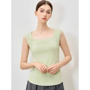 [쉬즈미스][쉬즈미스(SHESMISS)] 찰랑 스퀘어넥 슬리브리스 니트 탑 (택가격 118000원