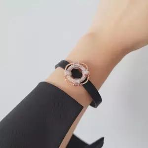 [옷자락]여자 이태리 송아지 가죽 고급스러운 큐빅 지르코니아 팔찌