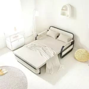 (빅)오뜨 1인용 철제 접이식 소파베드+쿠션2개