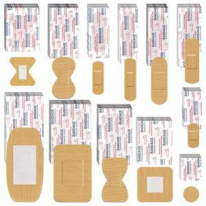 BBTO 다양한 스타일의 유연한 패브릭 접착 붕대 - 응급 처치 및 관리를 위한 다양한 크기의 작은 통기성 손가락 끝 및 천 탄성 너클 붕대 (180개)