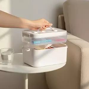 히키스 칸막이 휴대용약 AID 구급상자 가족상비약 응급키트 부모님 약통 M