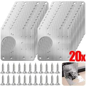 주방 캐비닛 도어 경첩 수리 플레이트 나사가있는 장착 플랫 고정 브래킷 가구 하드웨어 도구 1-20피스