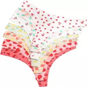 SHENHE 여성용 심리스 끈 노 쇼 인비저블 팬티 귀여운 프린트 탕가 속옷 7팩